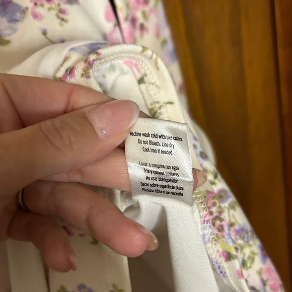 City Studio White with Purple Floral Flounce Dress with Back Tie - Picture 6 of 7